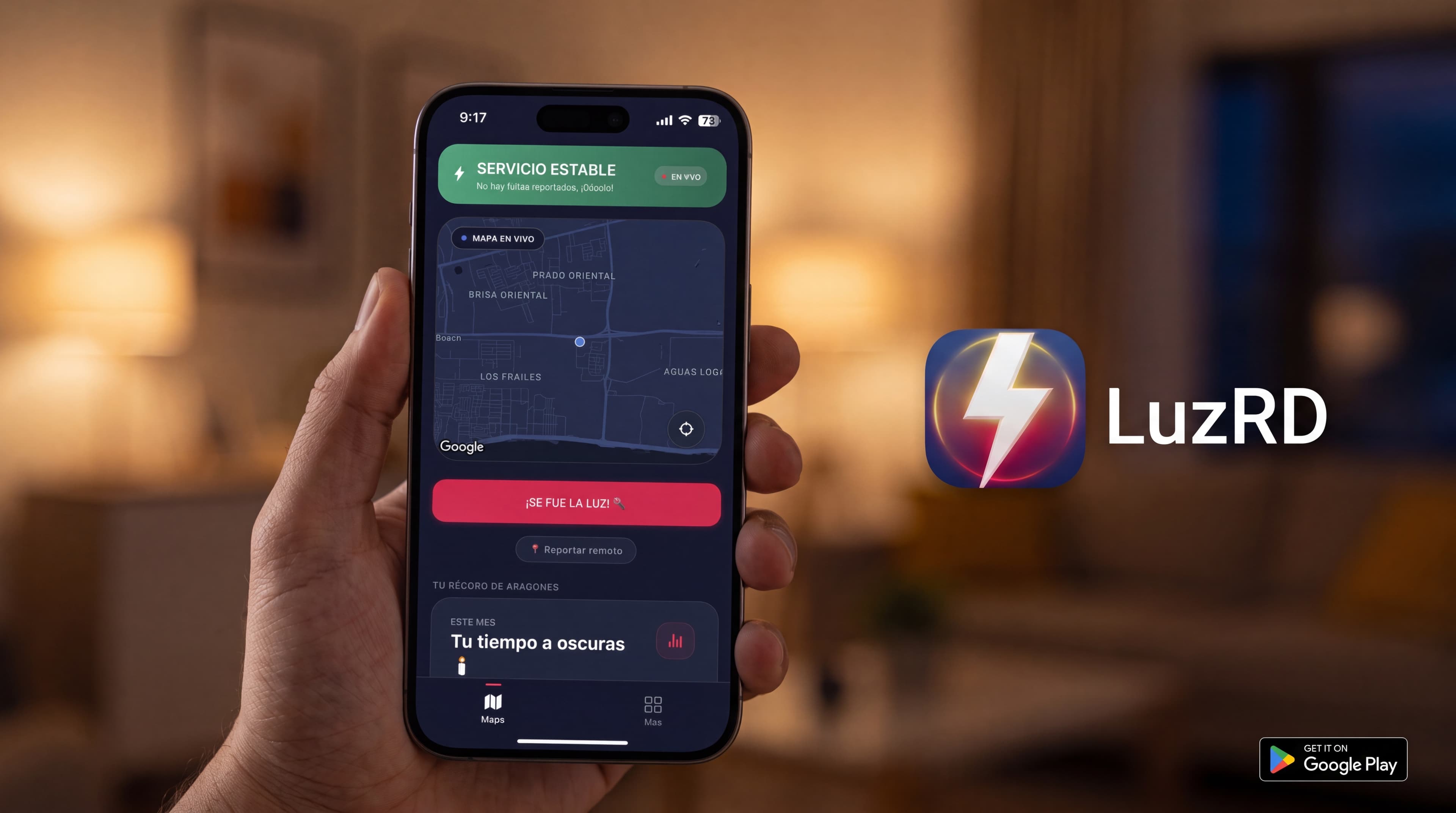 Download LuzRD and report when the power goes out